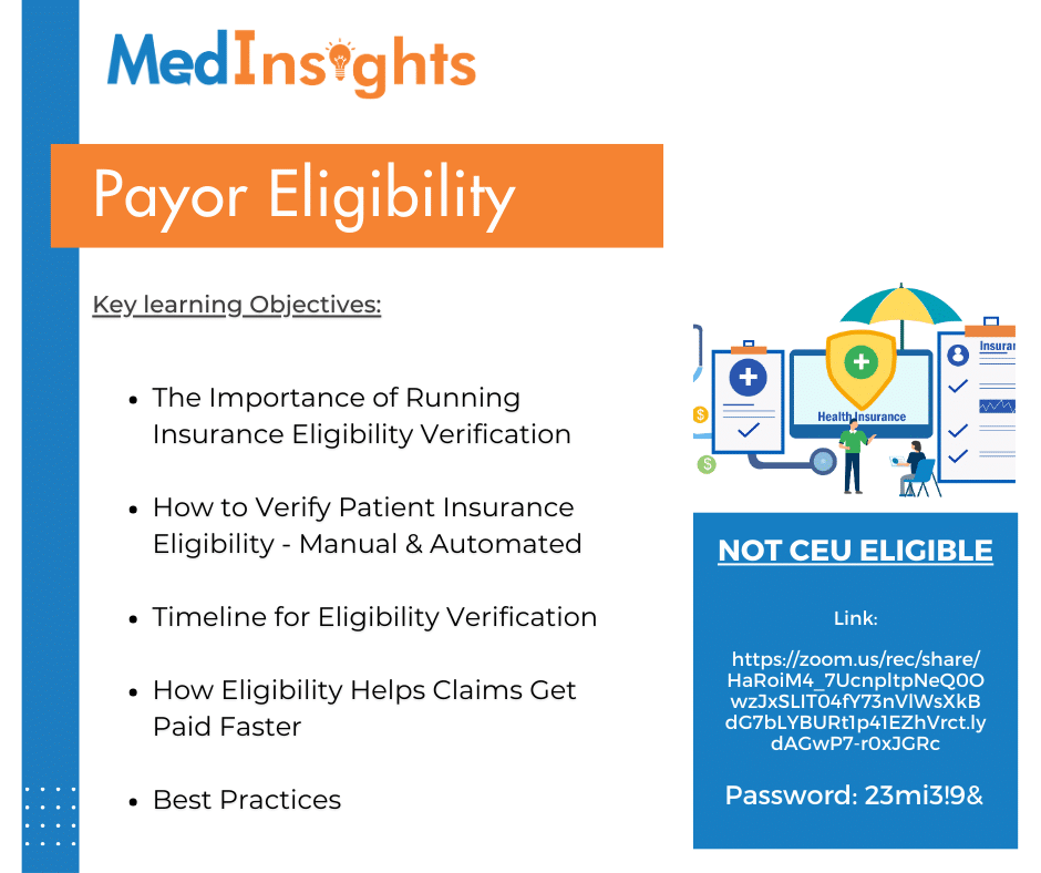 Payor Eligibility Webinar